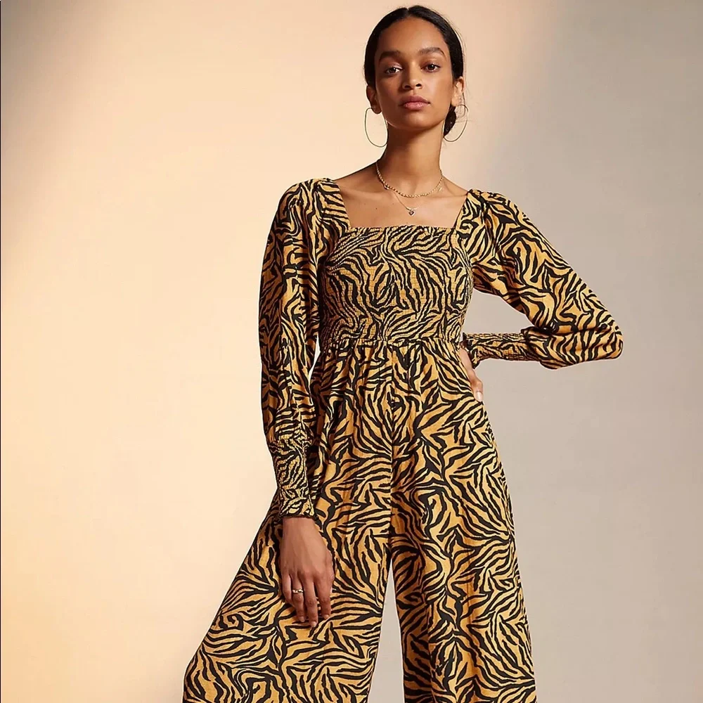 Anthropologie Kachel Tiger-Striped Jumpsuit